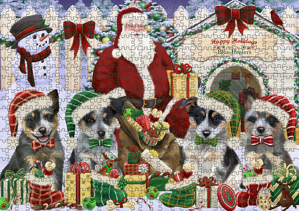 Christmas Dog House Blue Heelers Dog Puzzle with Photo Tin PUZL61728