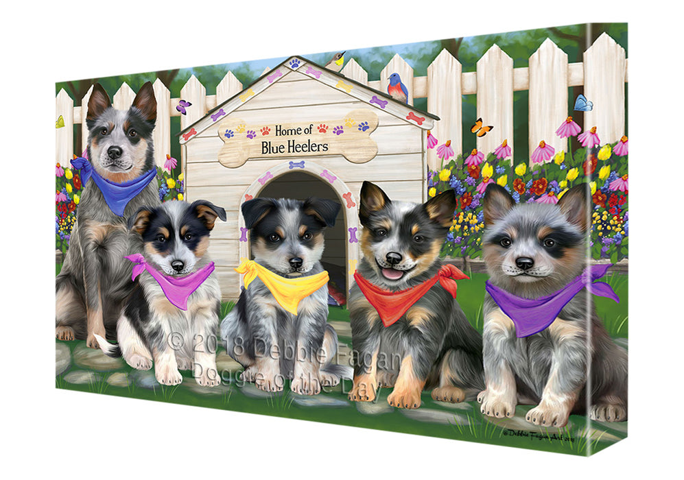 Spring Dog House Blue Heelers Dog Canvas Print Wall Art Décor CVS86624