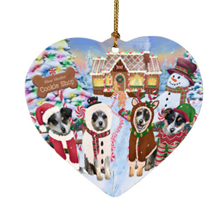 Holiday Gingerbread Cookie Shop Blue Heelers Dog Heart Christmas Ornament HPOR56466