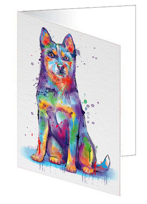 Watercolor Blue Heeler Dog Handmade Artwork Assorted Pets Greeting Cards and Note Cards with Envelopes for All Occasions and Holiday Seasons GCD76739