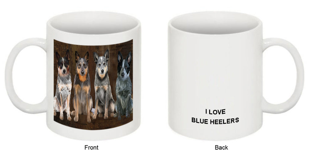 Rustic 4 Blue Heelers Dog Coffee Mug MUG49755
