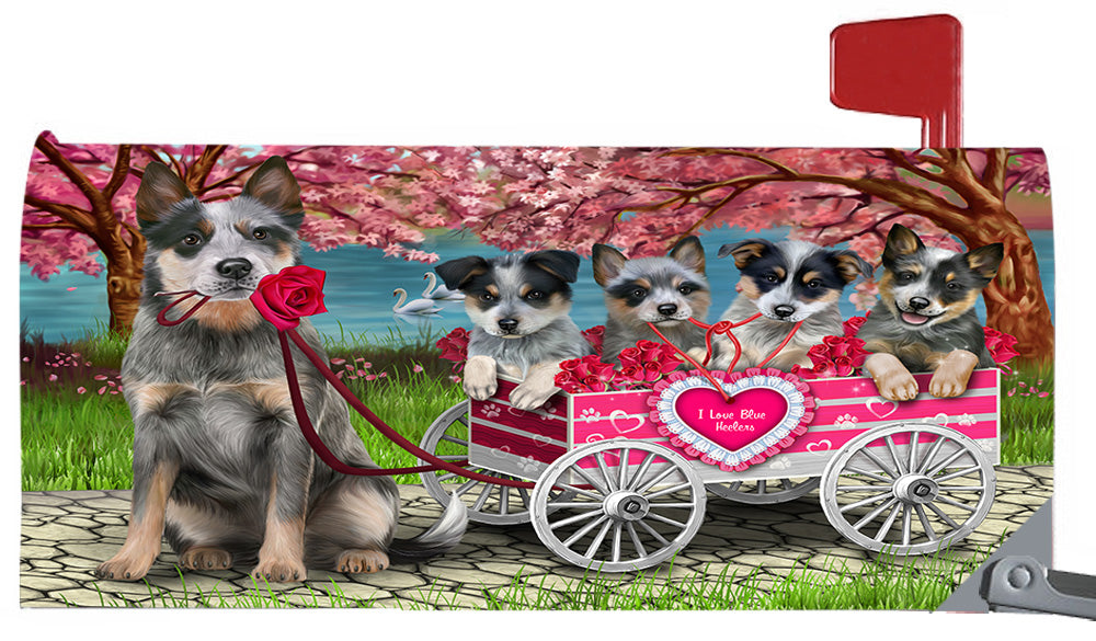 I Love Blue Heeler Dogs in a Cart Magnetic Mailbox Cover MBC48539