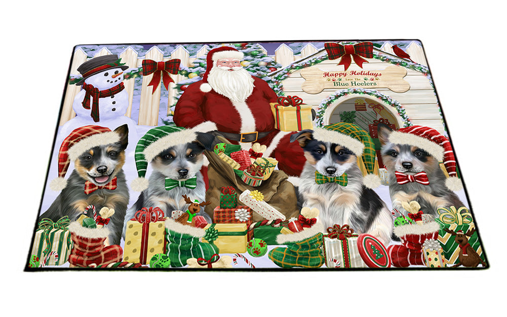 Christmas Dog House Blue Heelers Dog Floormat FLMS51858