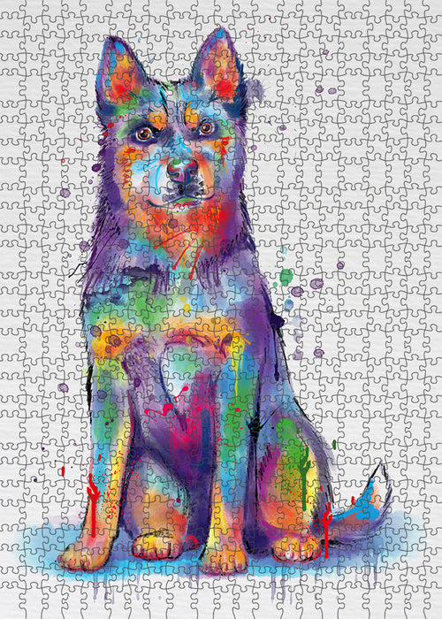 Watercolor Blue Heeler Dog Puzzle with Photo Tin PUZL97108