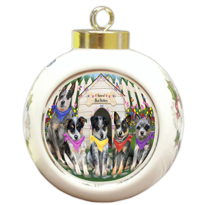 Spring Dog House Blue Heelers Dog Round Ball Christmas Ornament RBPOR52203