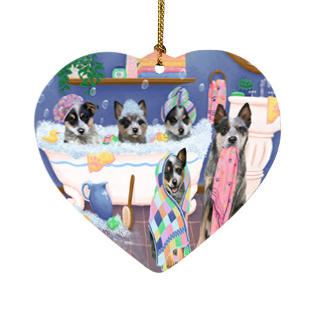 Rub A Dub Dogs In A Tub Blue Heelers Dog Heart Christmas Ornament HPOR57124