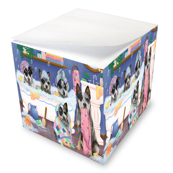 Rub A Dub Dogs In A Tub Blue Heelers Dog Note Cube NOC54840