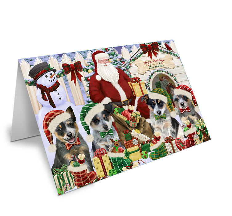 Christmas Dog House Blue Heelers Dog Handmade Artwork Assorted Pets Greeting Cards and Note Cards with Envelopes for All Occasions and Holiday Seasons GCD61826