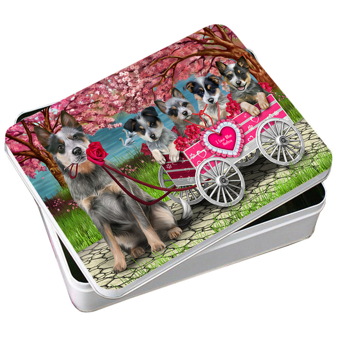 I Love Blue Heelers Dog Cat in a Cart Photo Storage Tin PITN51701
