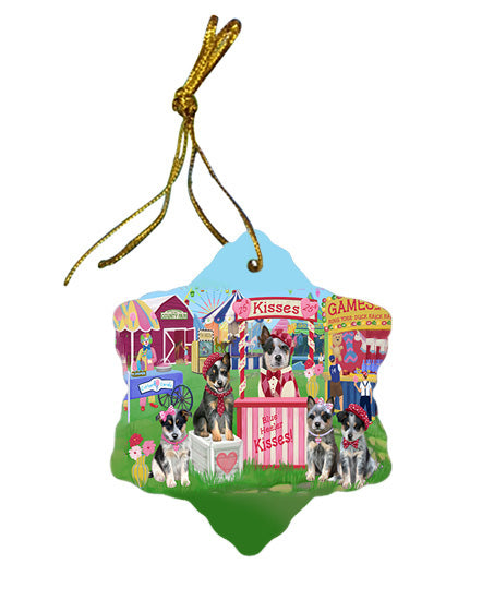Carnival Kissing Booth Blue Heelers Dog Star Porcelain Ornament SPOR56251