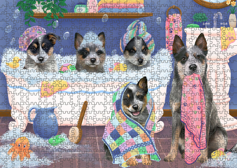 Rub A Dub Dogs In A Tub Blue Heelers Dog Puzzle with Photo Tin PUZL95272