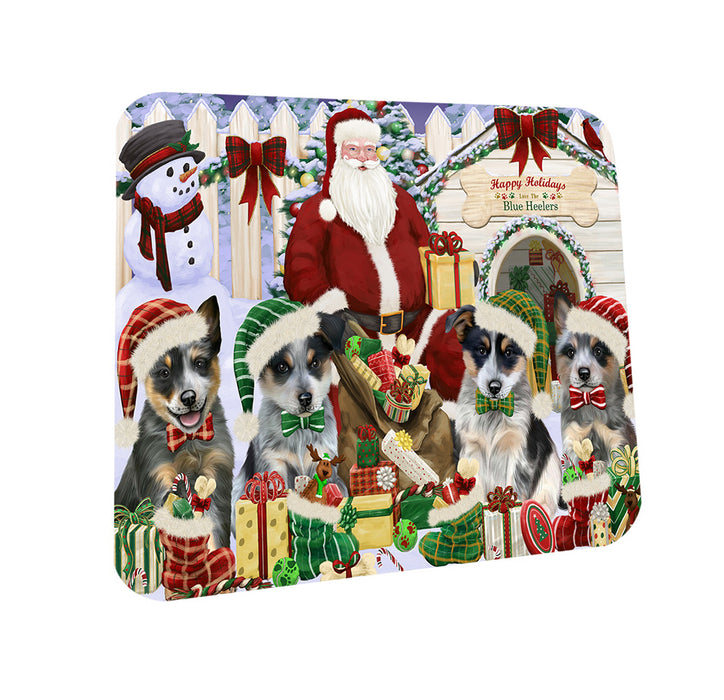 Christmas Dog House Blue Heelers Dog Coasters Set of 4 CST52558