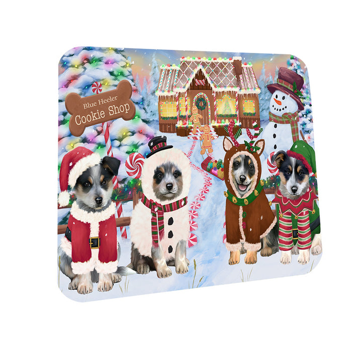 Holiday Gingerbread Cookie Shop Blue Heelers Dog Coasters Set of 4 CST56068