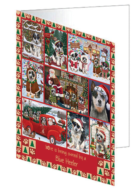 Love is Being Owned Christmas Blue Heeler Dogs Handmade Artwork Assorted Pets Greeting Cards and Note Cards with Envelopes for All Occasions and Holiday Seasons GCD78839