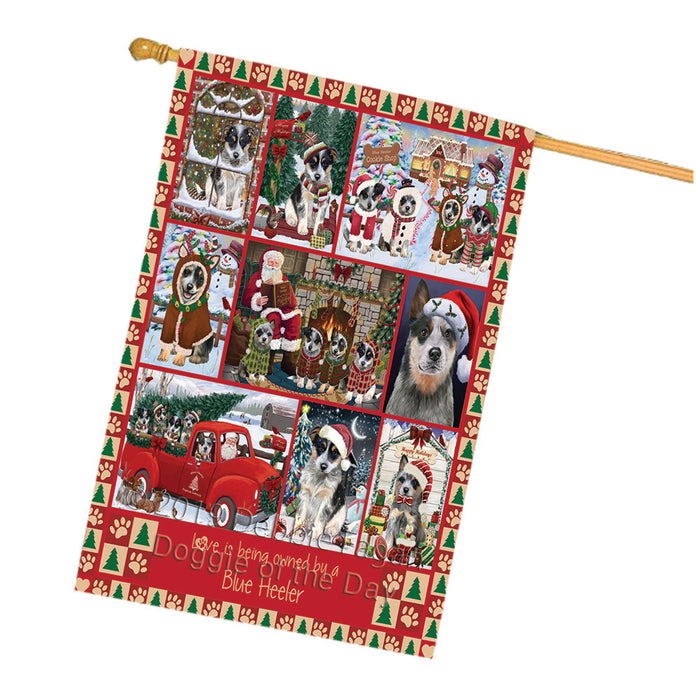 Love is Being Owned Christmas Blue Heeler Dogs House Flag FLG66043