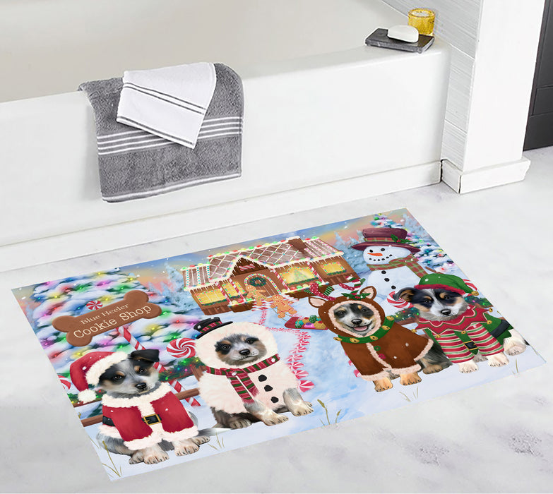 Holiday Gingerbread Cookie Blue Heeler Dogs Bath Mat