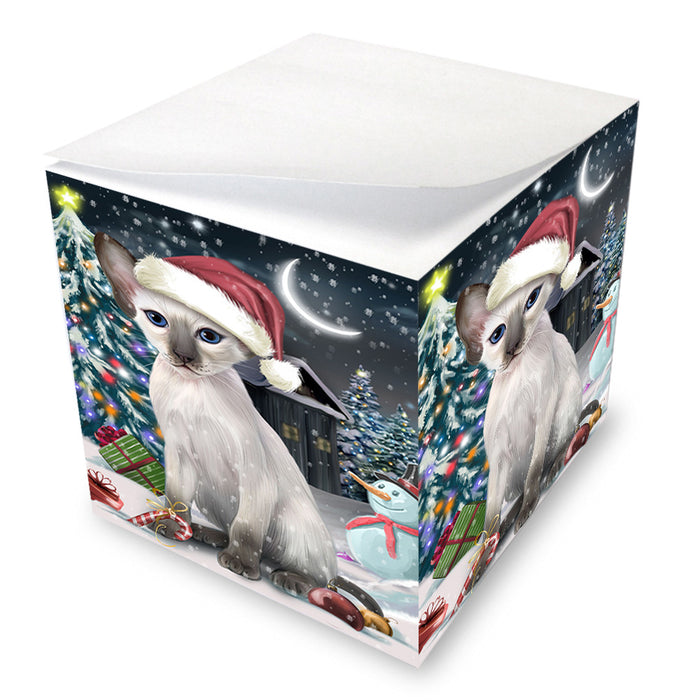 Have a Holly Jolly Christmas Happy Holidays Blue Point Siamese Cat Note Cube NOC55883
