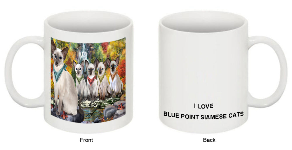Scenic Waterfall Blue Point Siamese Cats Coffee Mug MUG50062