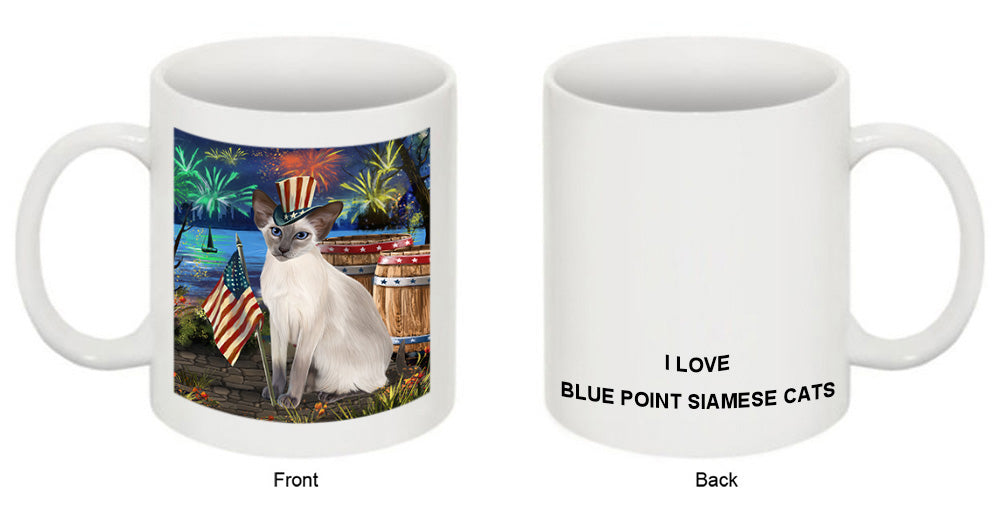 4th of July Independence Day Firework Blue Point Siamese Cat Coffee Mug MUG49440