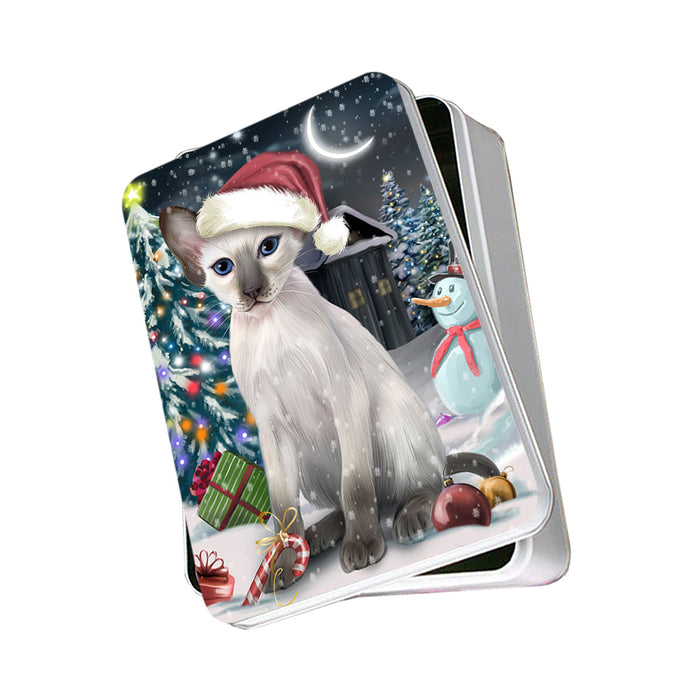 Have a Holly Jolly Christmas Happy Holidays Blue Point Siamese Cat Photo Storage Tin PITN54180