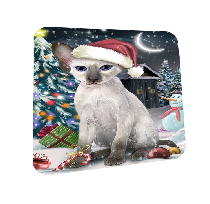 Have a Holly Jolly Christmas Happy Holidays Blue Point Siamese Cat Coasters Set of 4 CST54195