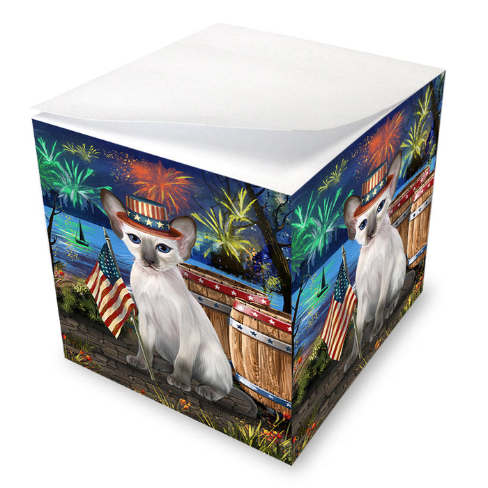 4th of July Independence Day Firework Blue Point Siamese Cat Note Cube NOC55689