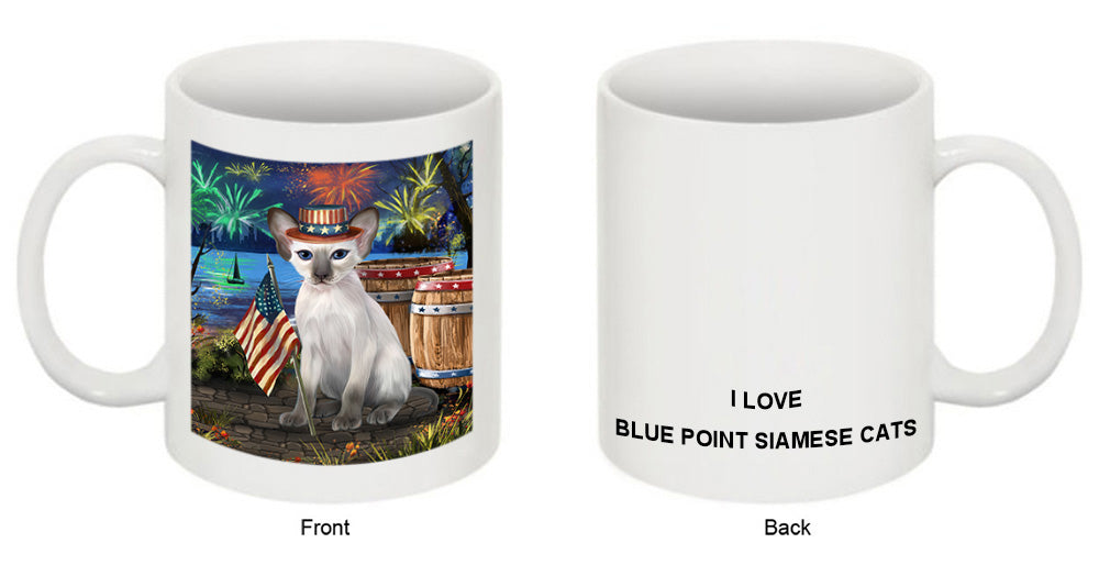 4th of July Independence Day Firework Blue Point Siamese Cat Coffee Mug MUG49441
