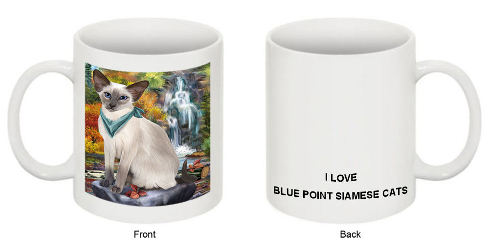 Scenic Waterfall Blue Point Siamese Cat Coffee Mug MUG50063