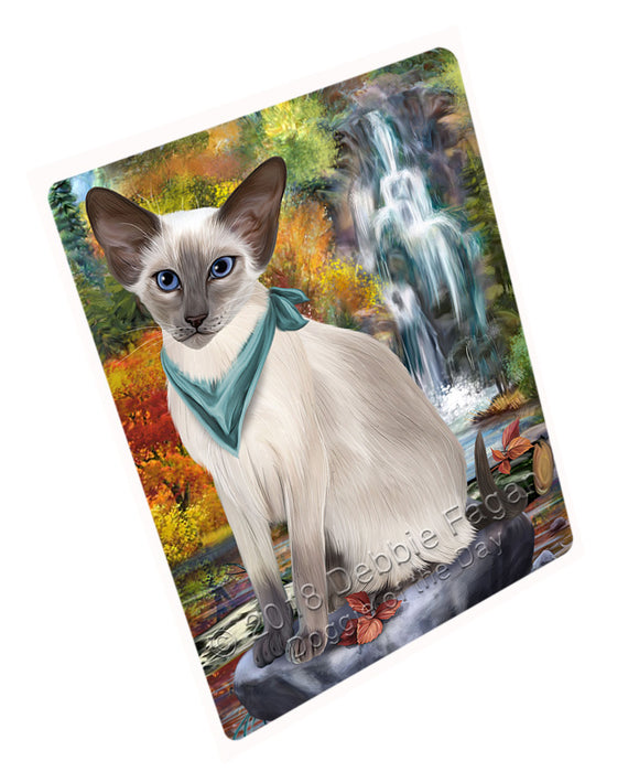 Scenic Waterfall Blue Point Siamese Cat Large Refrigerator / Dishwasher Magnet RMAG89640