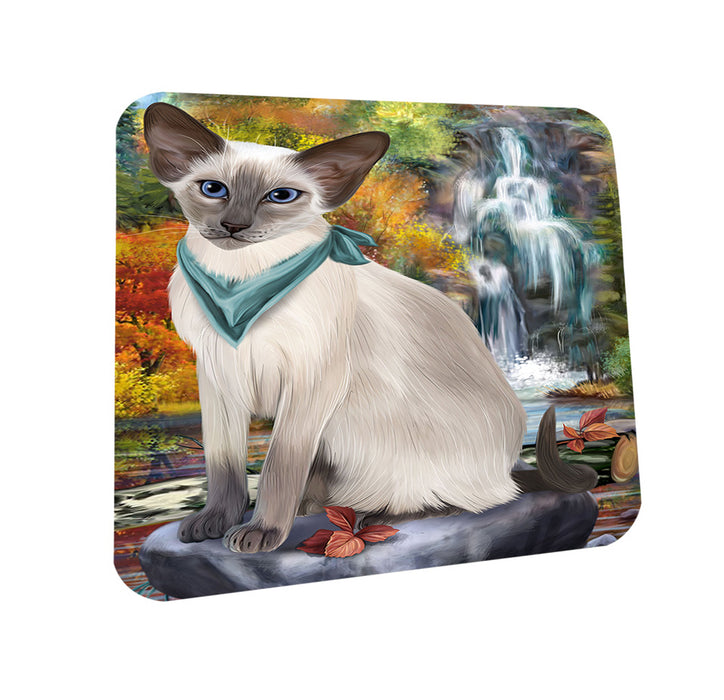 Scenic Waterfall Blue Point Siamese Cat Coasters Set of 4 CST54623