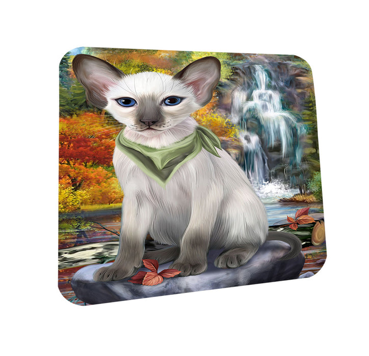 Scenic Waterfall Blue Point Siamese Cat Coasters Set of 4 CST54624