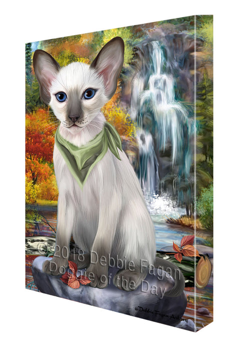 Scenic Waterfall Blue Point Siamese Cat Canvas Print Wall Art Décor CVS110996
