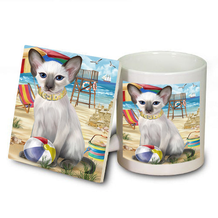 Pet Friendly Beach Blue Point Siamese Cat Mug and Coaster Set MUC54155