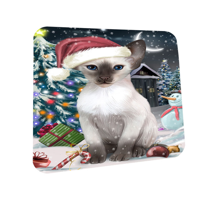Have a Holly Jolly Christmas Happy Holidays Blue Point Siamese Cat Coasters Set of 4 CST54197