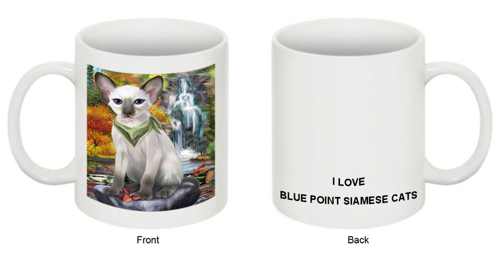 Scenic Waterfall Blue Point Siamese Cat Coffee Mug MUG50064
