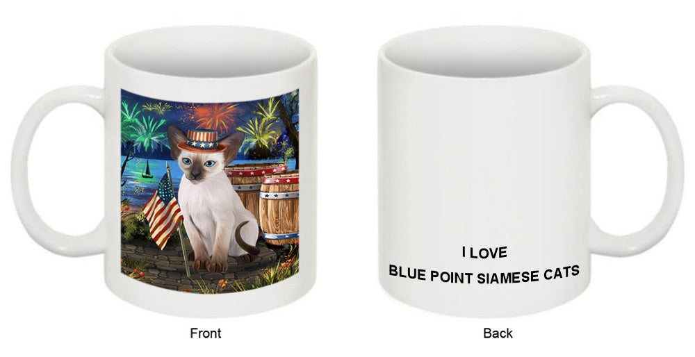 4th of July Independence Day Firework Blue Point Siamese Cat Coffee Mug MUG49442
