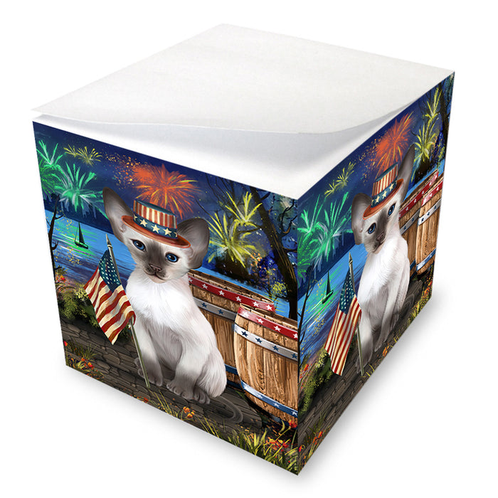 4th of July Independence Day Firework Blue Point Siamese Cat Note Cube NOC55691
