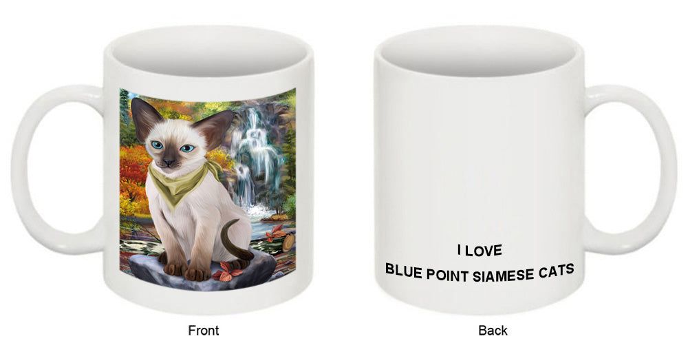 Scenic Waterfall Blue Point Siamese Cat Coffee Mug MUG50065