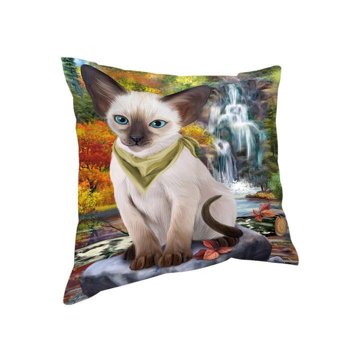 Scenic Waterfall Blue Point Siamese Cat Pillow PIL75804