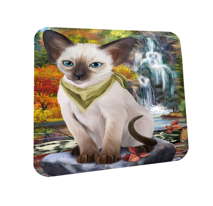 Scenic Waterfall Blue Point Siamese Cat Coasters Set of 4 CST54625