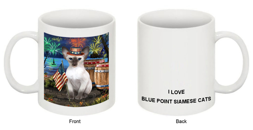 4th of July Independence Day Firework Blue Point Siamese Cat Coffee Mug MUG49443