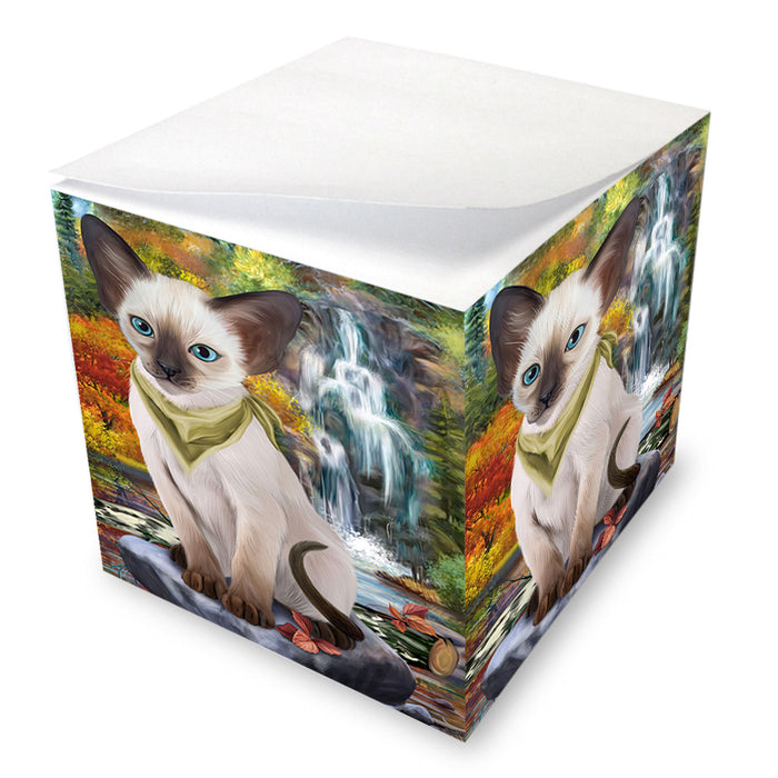 Scenic Waterfall Blue Point Siamese Cat Note Cube NOC56313