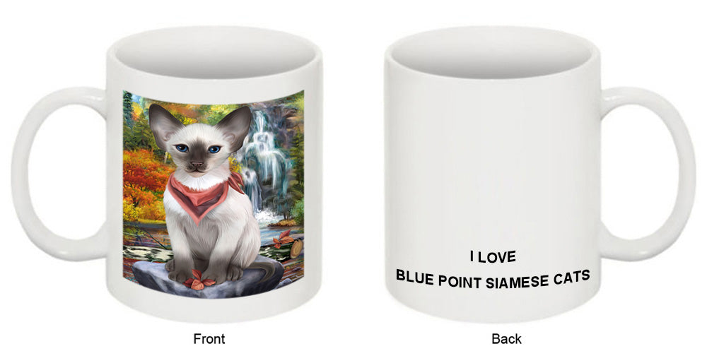 Scenic Waterfall Blue Point Siamese Cat Coffee Mug MUG50066
