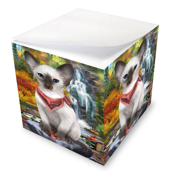 Scenic Waterfall Blue Point Siamese Cat Note Cube NOC56314