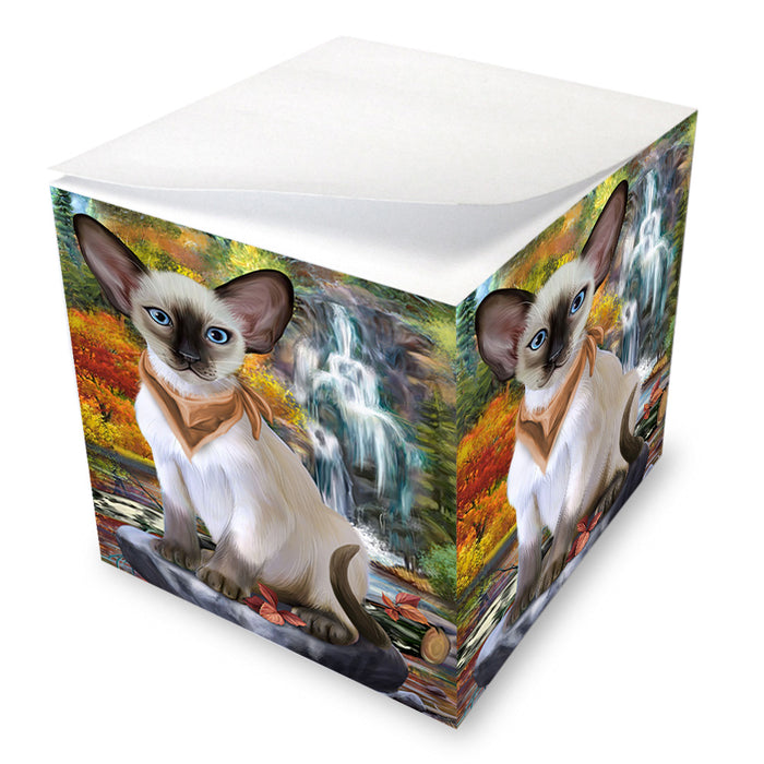Scenic Waterfall Blue Point Siamese Cat Note Cube NOC56315