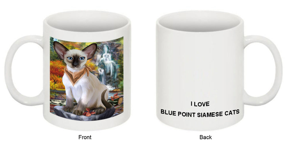 Scenic Waterfall Blue Point Siamese Cat Coffee Mug MUG50067
