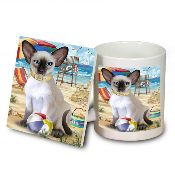 Pet Friendly Beach Blue Point Siamese Cat Mug and Coaster Set MUC54158
