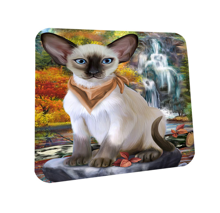 Scenic Waterfall Blue Point Siamese Cat Coasters Set of 4 CST54627