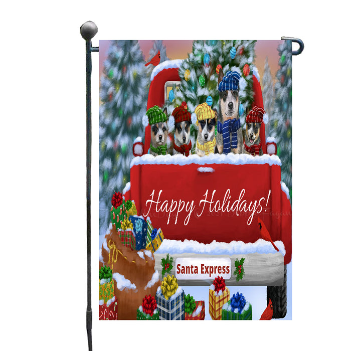 Christmas Red Truck Travlin Home for the Holidays Blue Heeler Dogs Garden Flags- Outdoor Double Sided Garden Yard Porch Lawn Spring Decorative Vertical Home Flags 12 1/2"w x 18"h