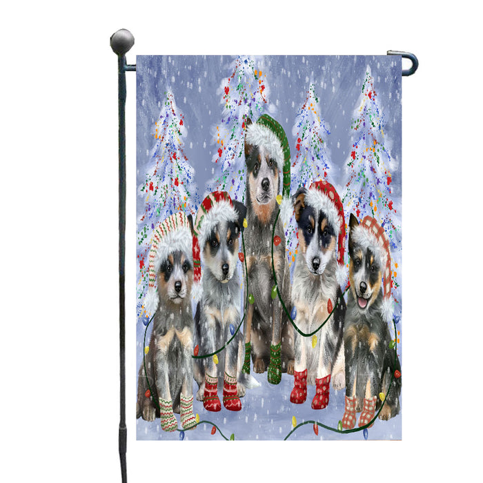 Christmas Lights and Blue Heeler Dogs Garden Flags- Outdoor Double Sided Garden Yard Porch Lawn Spring Decorative Vertical Home Flags 12 1/2"w x 18"h